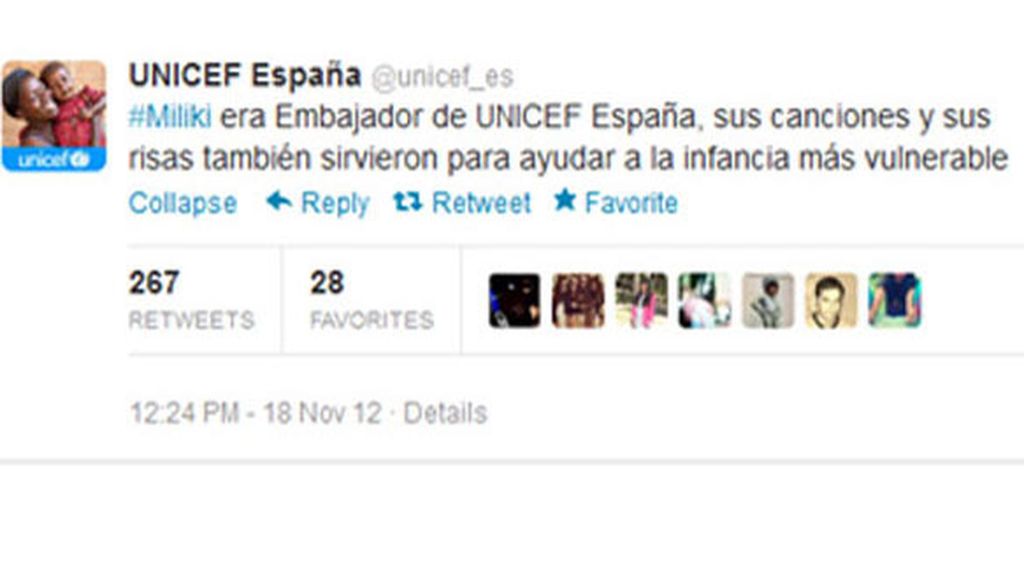 Despedida a Miliki a golpe de tuit