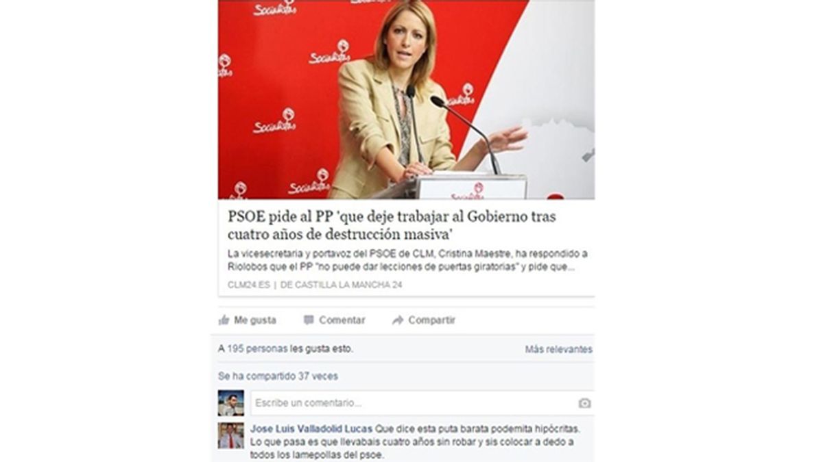 Un alcalde de Cuenca llama "puta barata podemita" a la portavoz del PSOE de C-LM