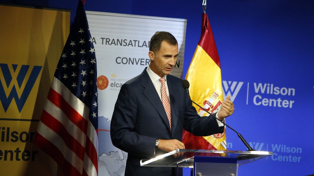 El rey durante el seminario “Una conversación transatlántica” en el Ronald Reagan Building