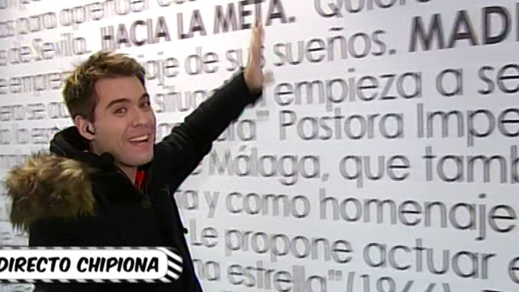 La biografía de la cantante, escrita en una inmesa pared