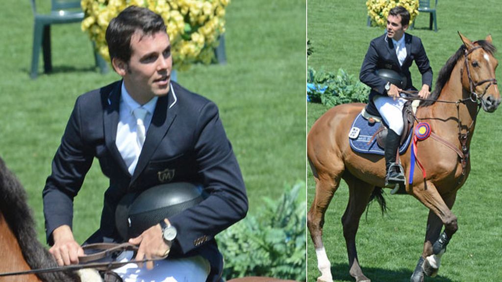 Marta Ortega y el pequeño Amancio Álvarez animan a papá en los caballos
