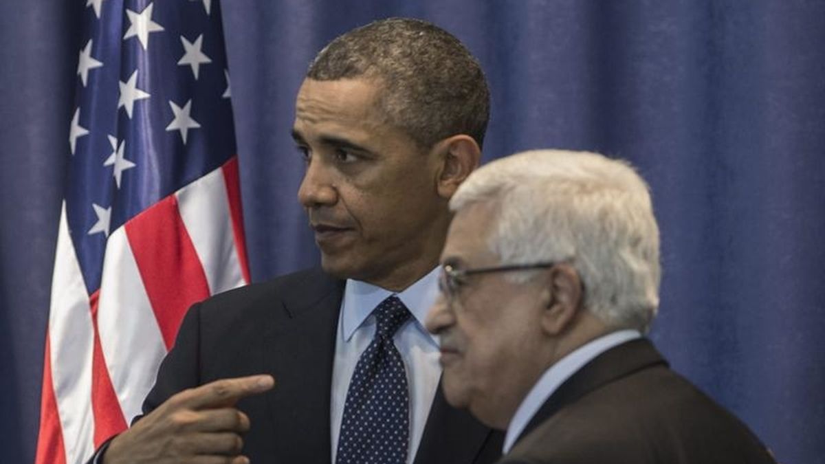 Obama y su homólogo palestino Mahmud Abbas