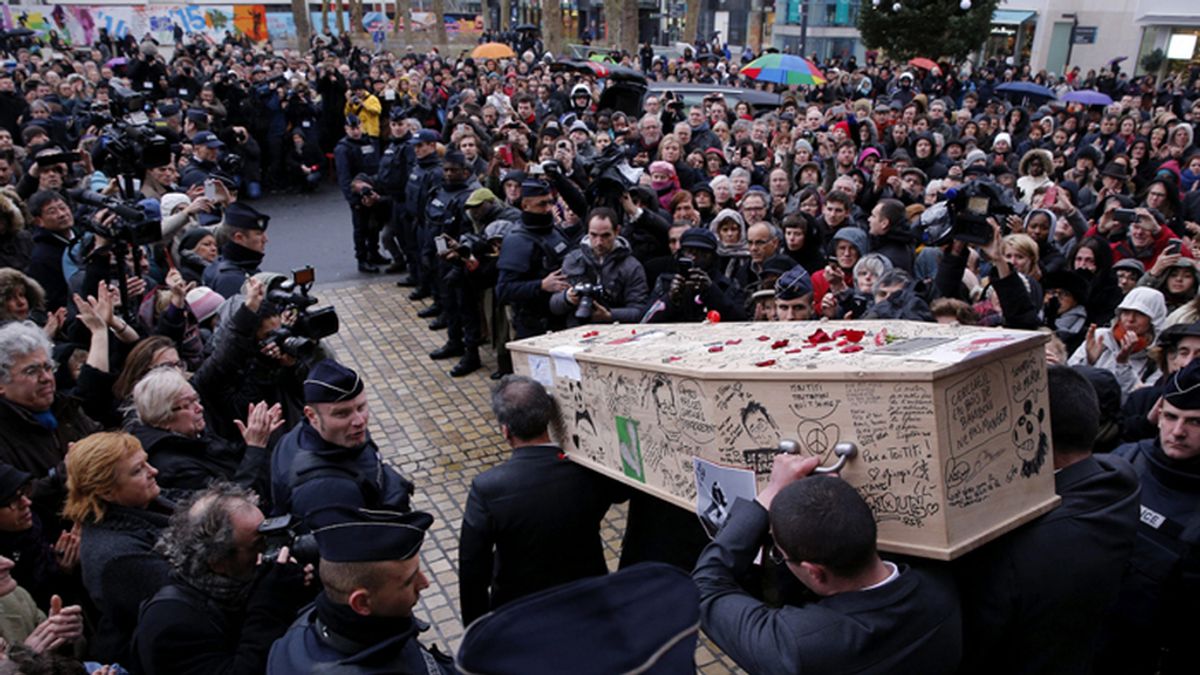 Funeral del caricaturista de 'Charlie Hebdo, Bernard Verlhac, "Tignous"