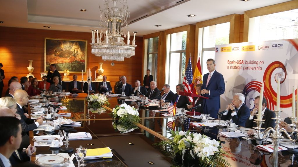 El rey Felipe VI en la reunión on empresarios estadounidenses.