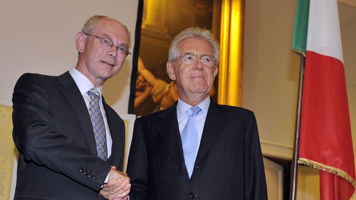 Herman Van Rompuy y Mario Monti. Foto: Reuters