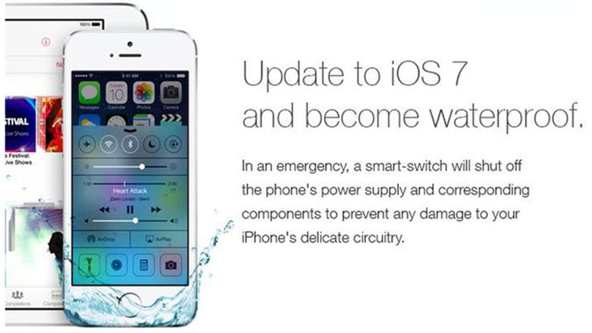 anuncio falso, iPhone, iOS 7, resistente al agua