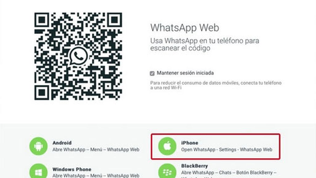 WhatsApp Web,iPhone