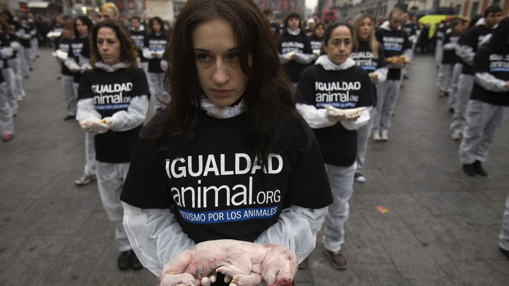Protestas en pro de los animales en la Puerta del Sol