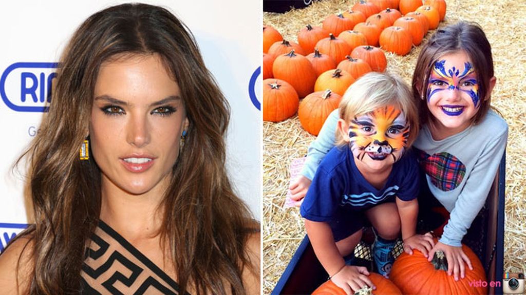 Alessandra Ambrosio se lleva a Anja y Noah al parque de calabazas