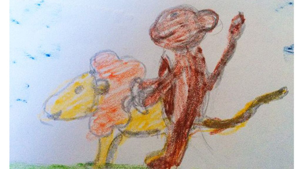 Un mono montado en un león