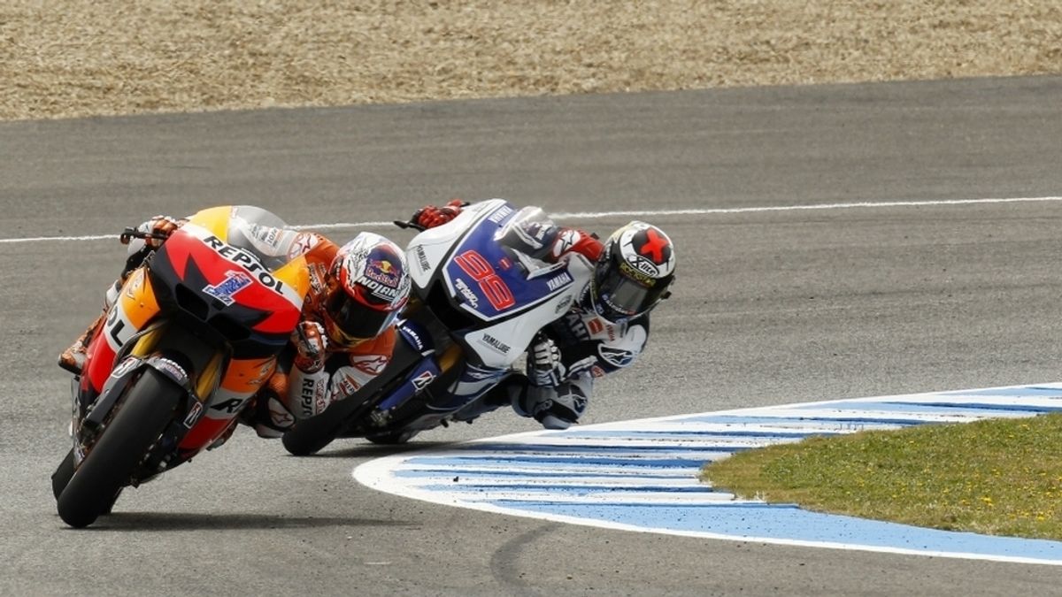 Jorge Lorenzo y Casey Stoner, rodando en Jerez