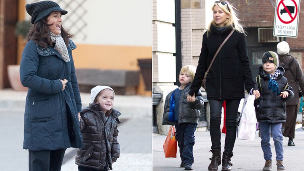 Los hijos de Naomi Watts y Salma Hayek, los más abrigados