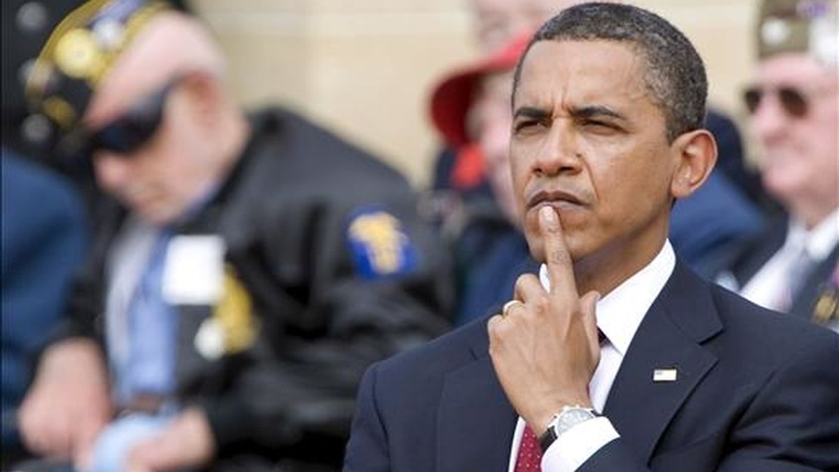 El presidente estadounidense, Barack Obama, durante la ceremonia de ayer en Colleville-Sur-Mer (Normandía, norte de Francia). EFE