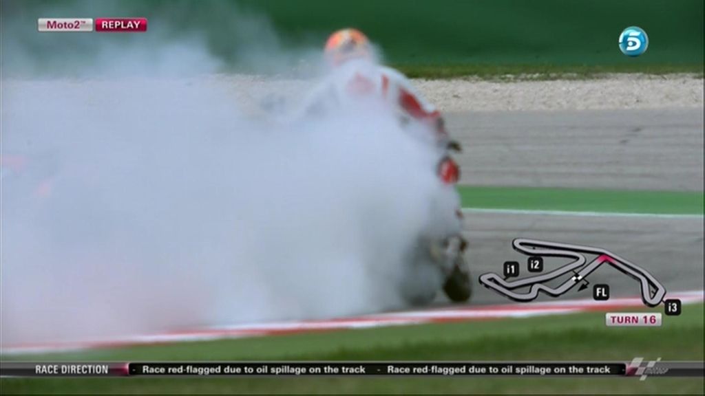 Gino Rea rompe su motor y provoca la suspensión provisional de la carrera de Moto2 en Misano