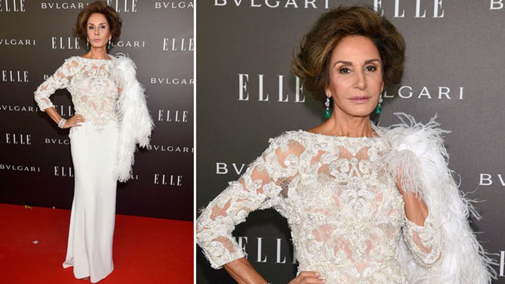 Naty Abascal con un Elie Saab blanco y joyas de Yanes