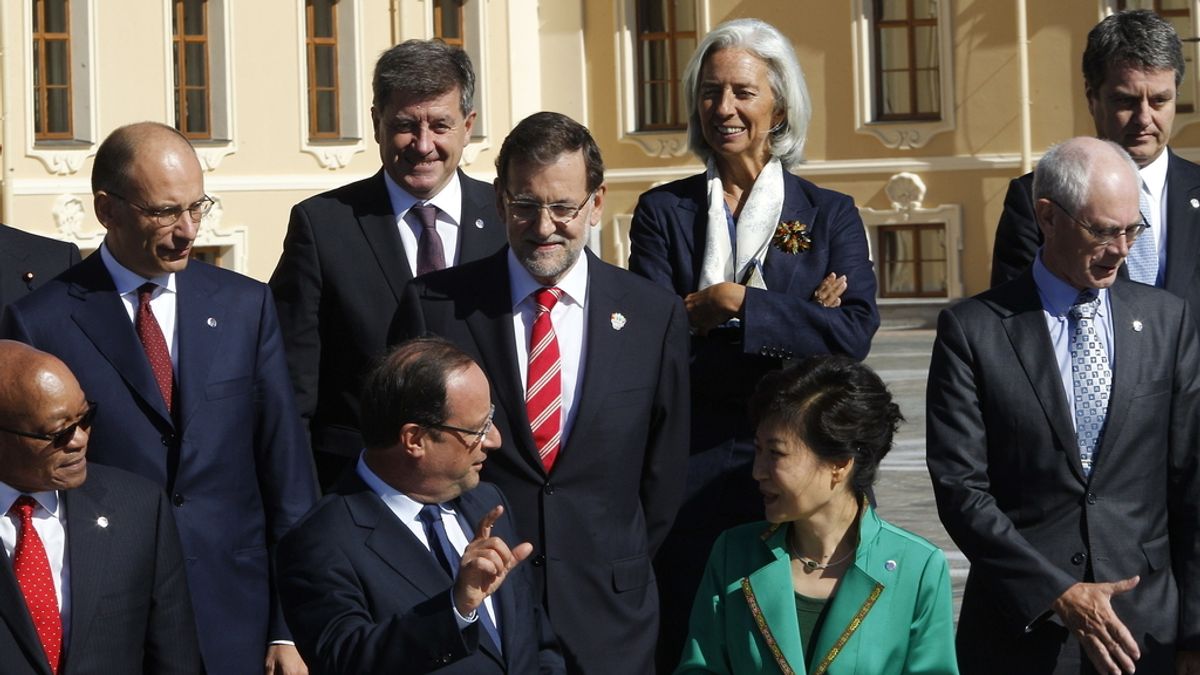 Rajoy durante la foto de familia en el G-20