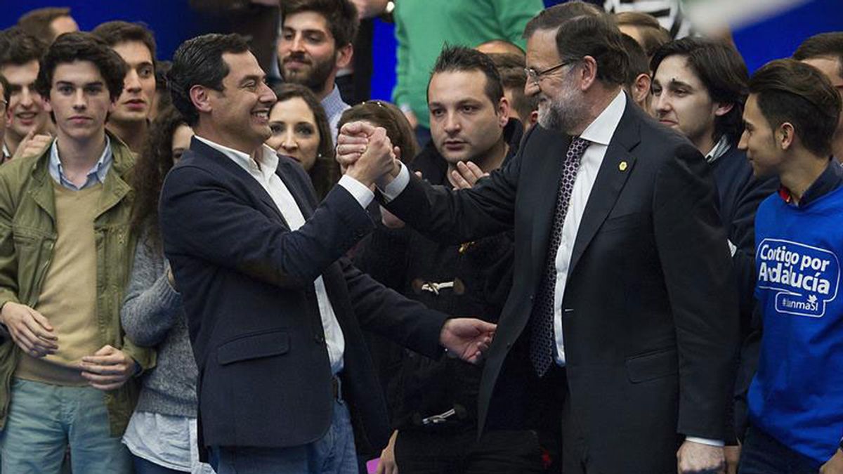 Rajoy y Moreno en el mitin de clausura de la campaña electoral andaluza