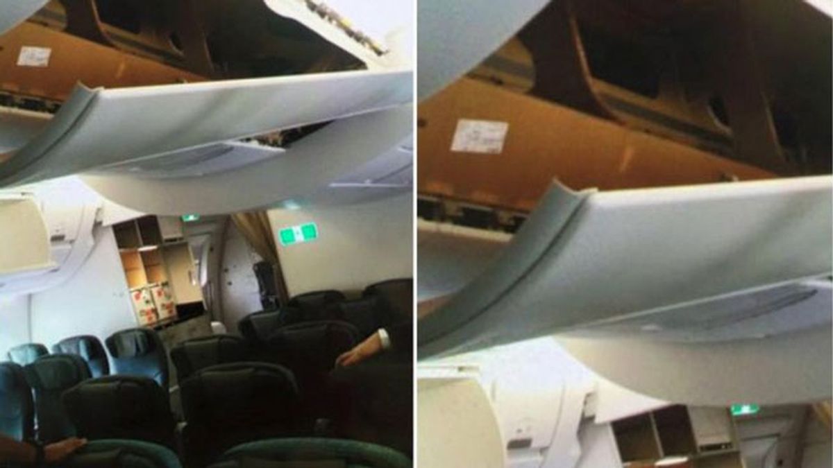 Retrasan un vuelo después de que un pasajero arrancase parte del techo