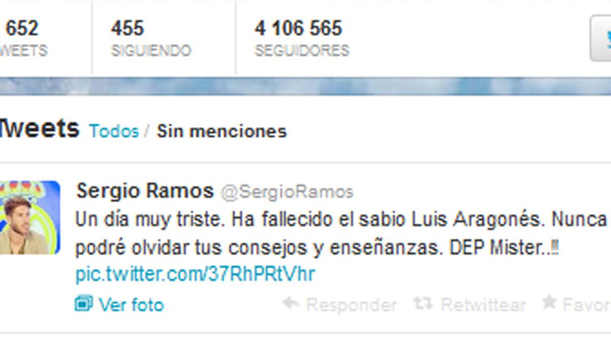 Sergio Ramos transmite el sentir de todos por la muerte de Luis Aragonés
