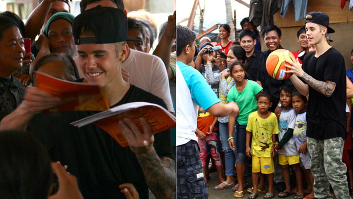 Justin Bieber convive con las víctimas del tifón en Filipinas