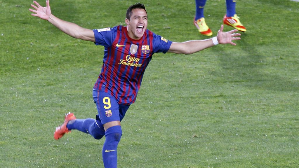 Alexis celebra el único gol del Fútbol Club Barcelona