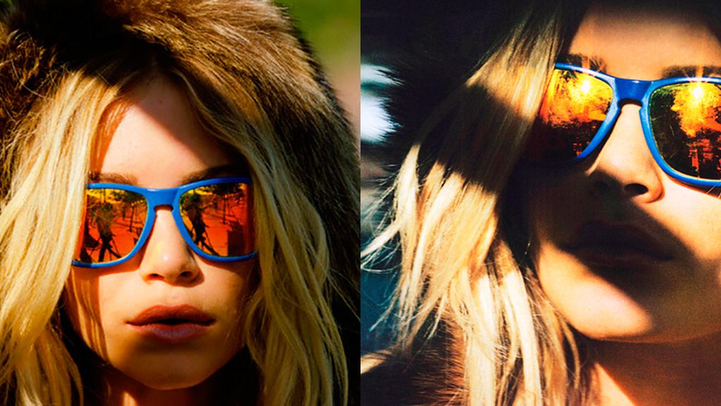 La gemela Olsen combina los dos colores de moda: naranja y azul eléctrico