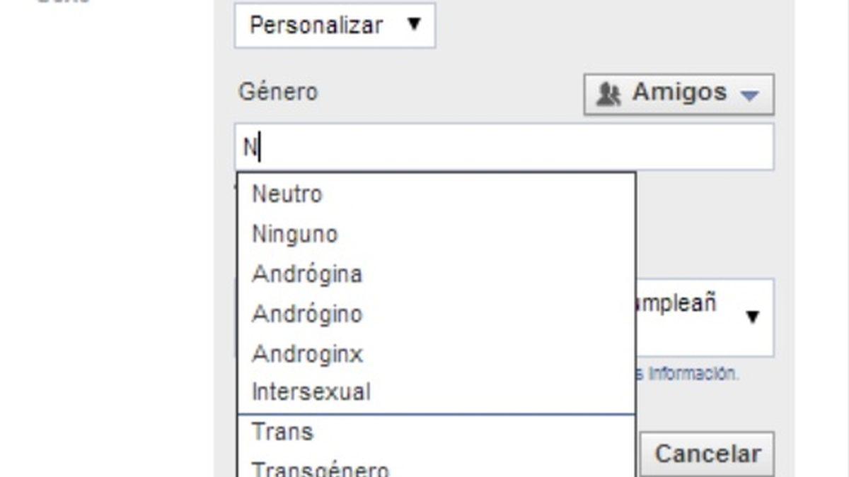 Facebook lanza en España una nueva opción de género personalizado