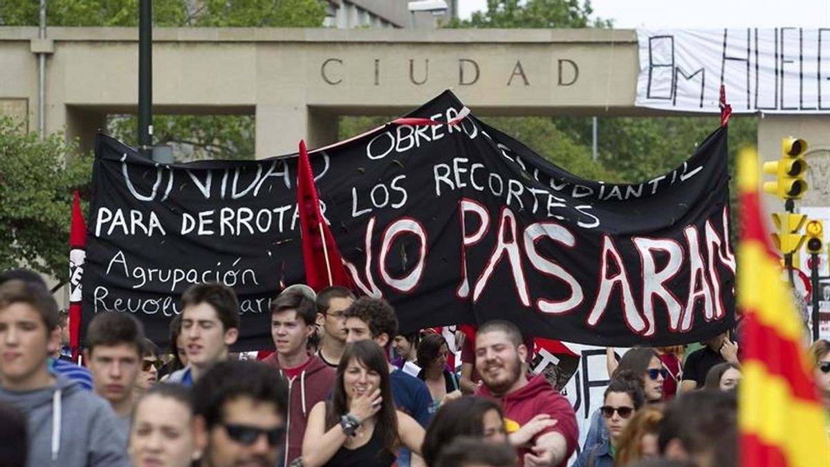 Protestas estudiantiles en la huelga contra los recortes en las becas