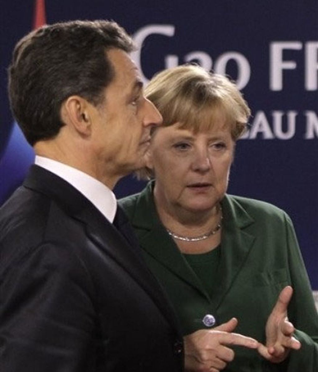 Nicolas Sarkozy y Angela Merkel durante la reunión del G20 en Cannes.
