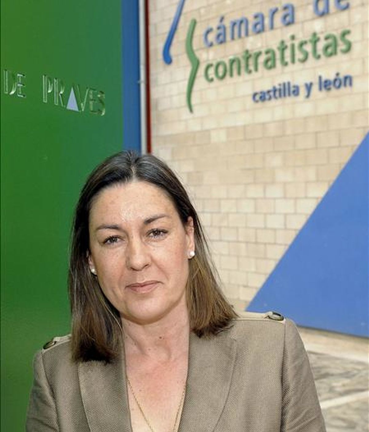 La presidenta de la Cámara de Contratistas de Castilla y León, Isabel de Blas, durante la entrevista con EFE, en la que ha asegurado que "el empleo se va a mantener" en 2009 en el sector de la obra pública en la Comunidad. EFE