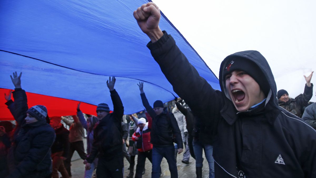 Manifestación pro-rusa en Crimea (Ucrania)