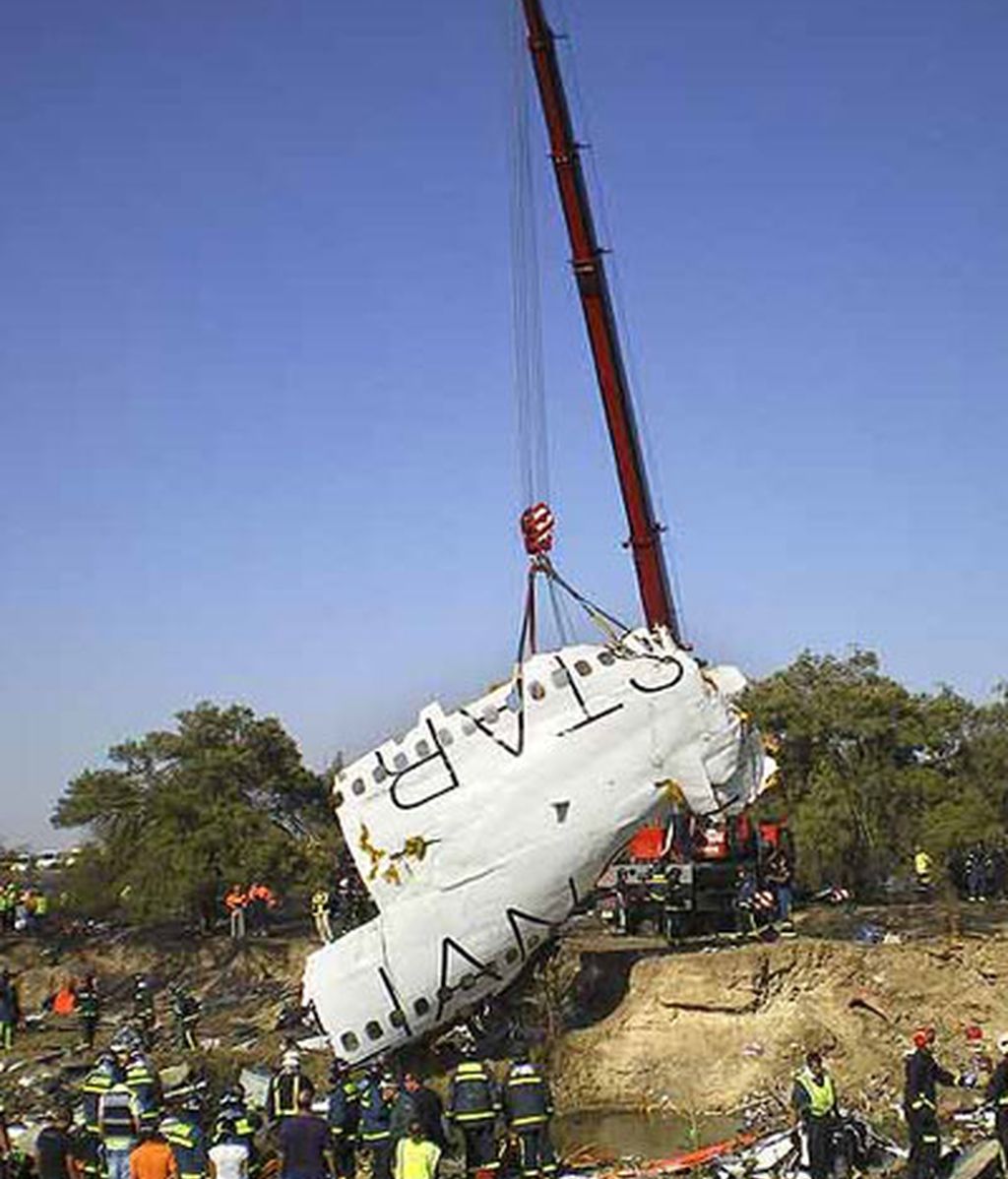 Estado del avión tras el accidente. EFE