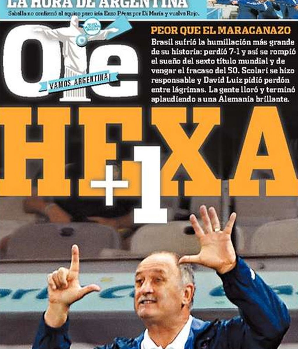 Olé lleva en portada el 'hexa + 1' a Brasil y Scolari