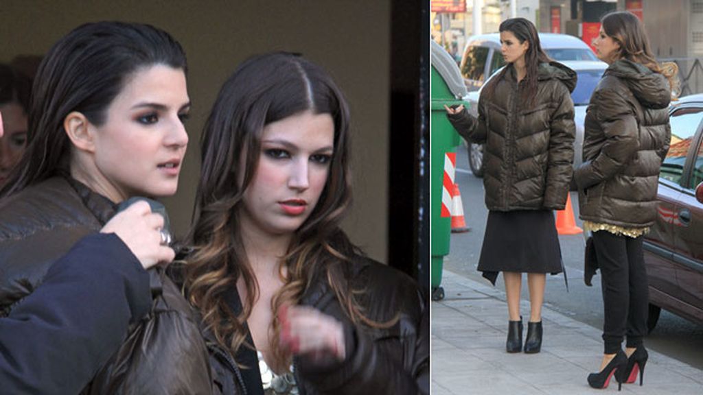 Las protagonistas, abrigadas para el rodaje