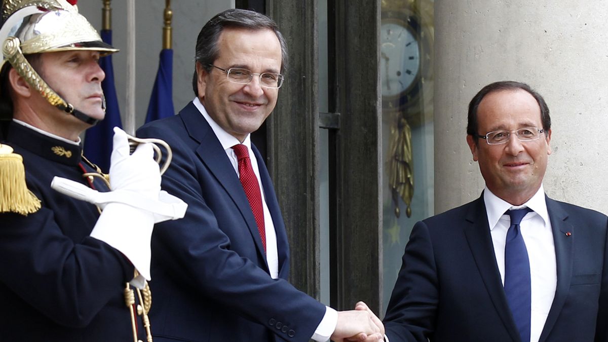 Antonis Samaras, François Hollande, París,