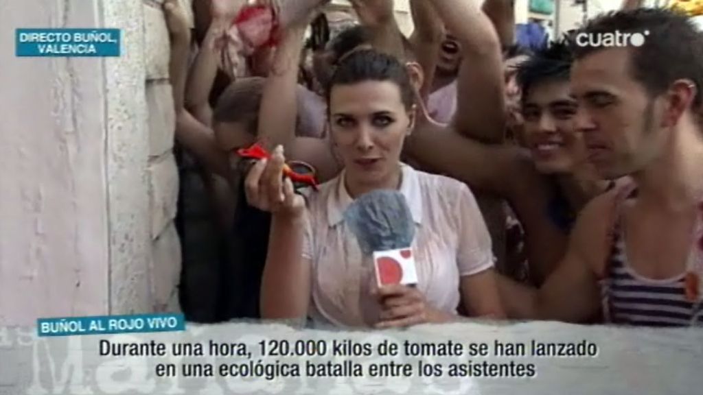 Verónica Sanz en la 'tomatina' de Buñol