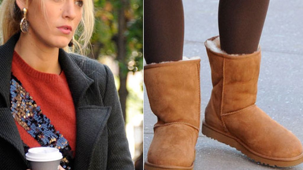 Blake Lively, botas de peluche contra el frio