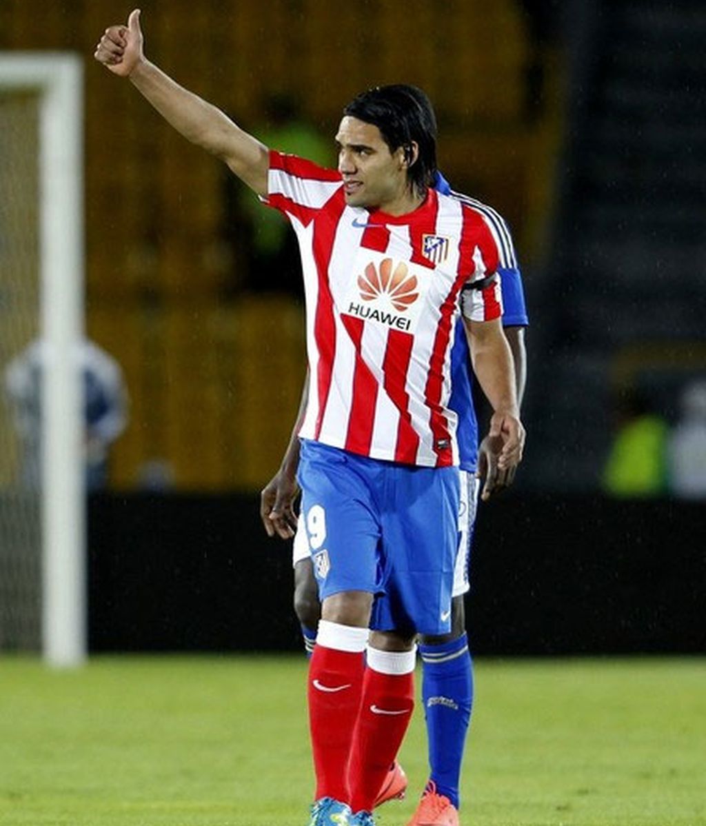 Radamel Falcao durante el primer partido de la gira colombiana del Atlético