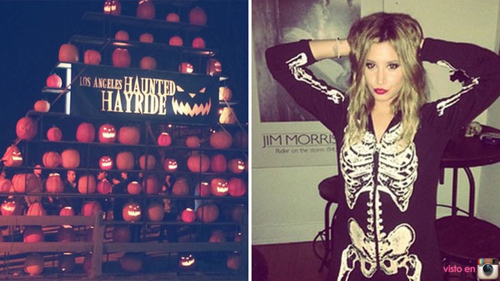 Ashley Tisdale, parque de calabazas nocturno y fiesta de disfraces