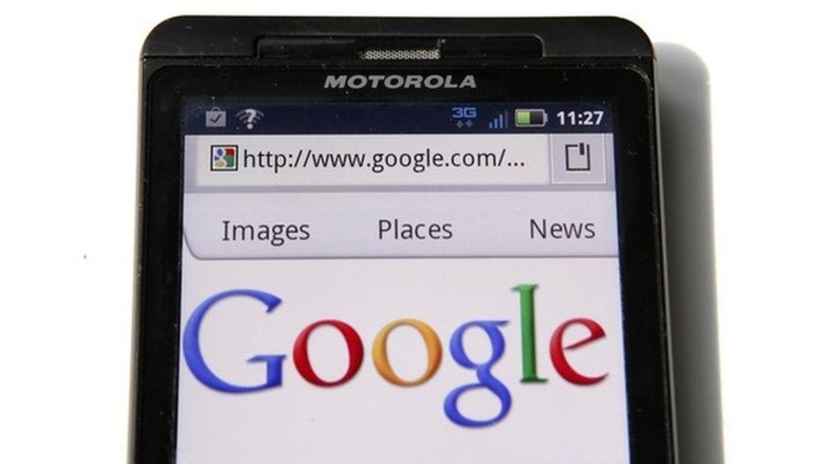 Página de inicio de Google en un Motorola Droid