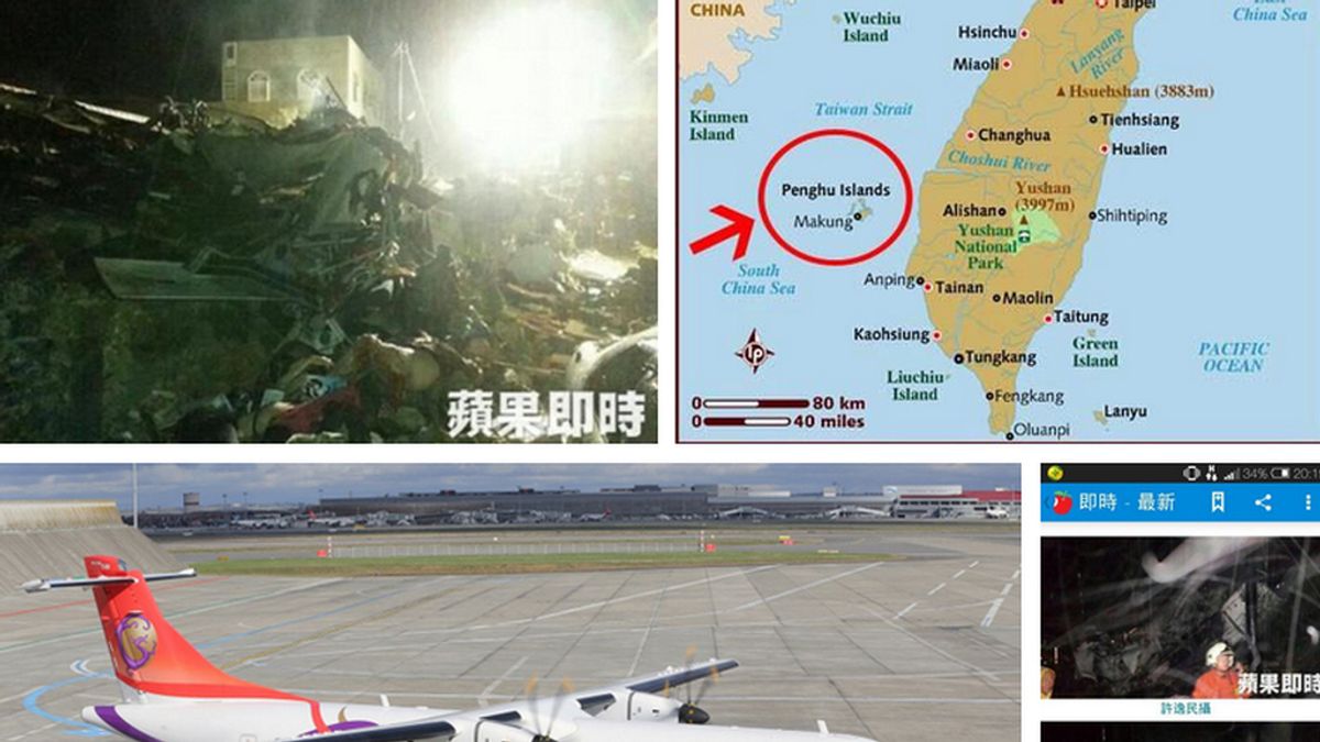 Imágenes de Twitter del accidente del vuelo GE222 ocurrido en Taiwán