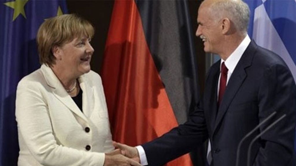 Papandreu y Merkel. Foto: Reuters.
