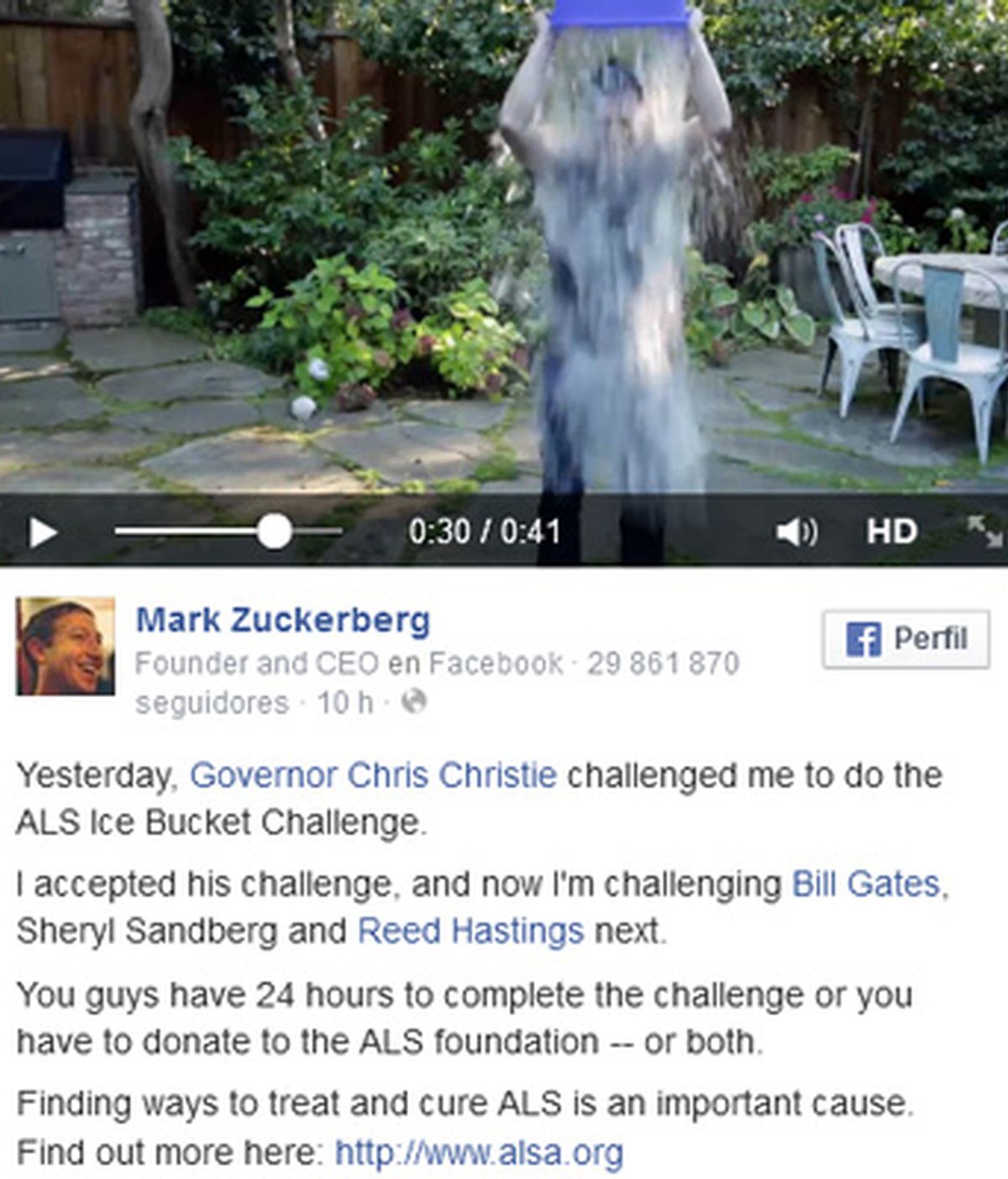 Mark Zuckeberg cumple con el 'reto del cubo de hielo' por los enfermos de ELA