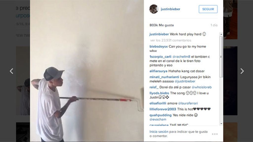 Justin Bieber haciendo trabajos comunitarios