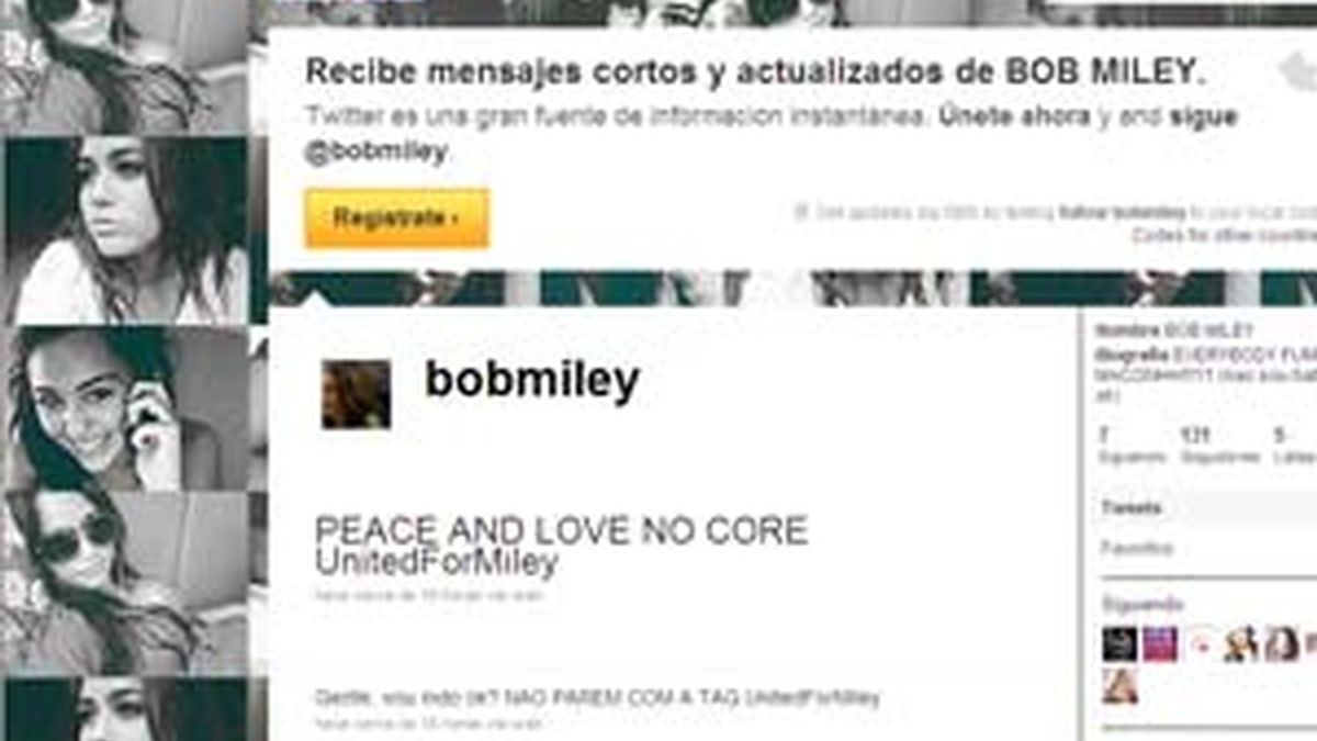 En Twitter Miley Cyrus aparece como 'BobMiley'.