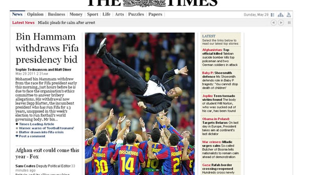 The Times: "El Barcelona gana la Champions"