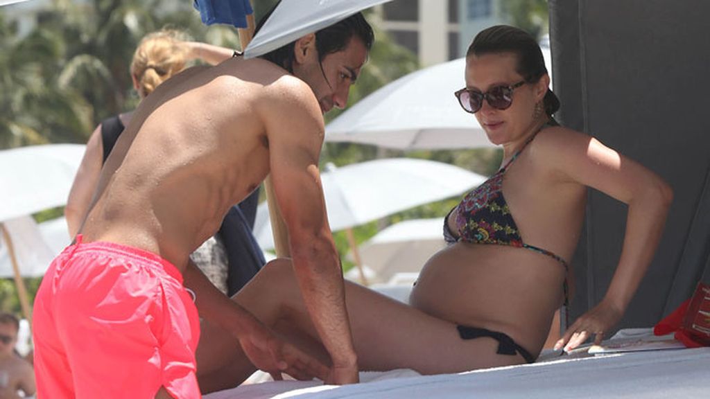 El jugador se mostró en todo momento muy pendiente de su mujer