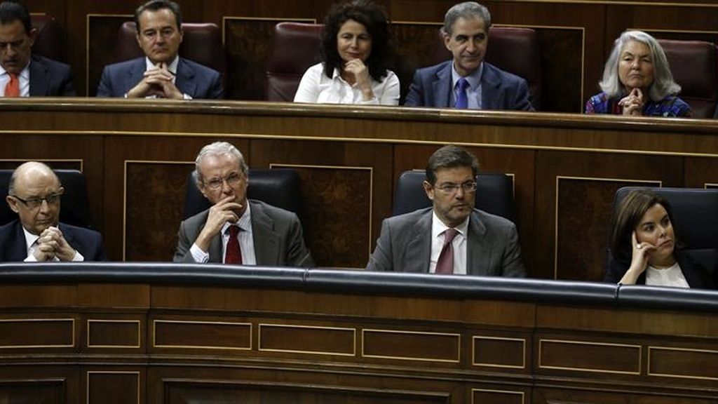 Los ministros del PP durante la sesión de control al Gobierno