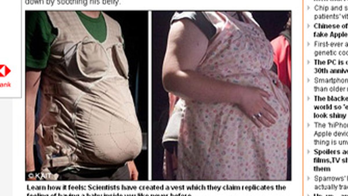 El chaleco que imita el cuerpo de una mujer embarazada. Foto: Daily Mail