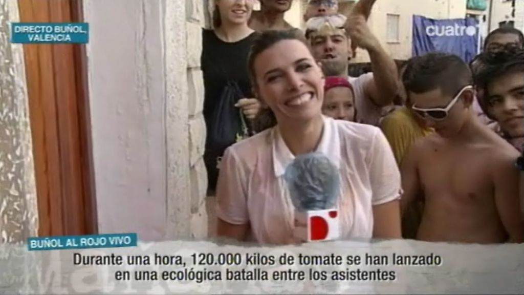 Verónica Sanz en la 'tomatina' de Buñol